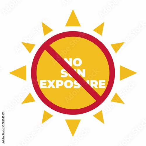No Sun Exposure Warning Symbol With Sun Rays Design