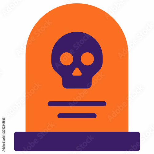 Orange warning sign featuring skull graphic isolated transparent background