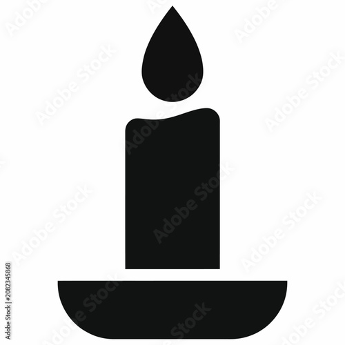 Black silhouette candle in simple holder isolated design