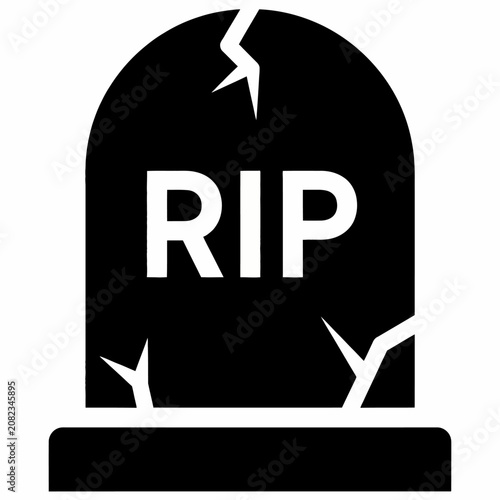 Broken Tombstone With Rip Text Symbolizing Death Or Memorial