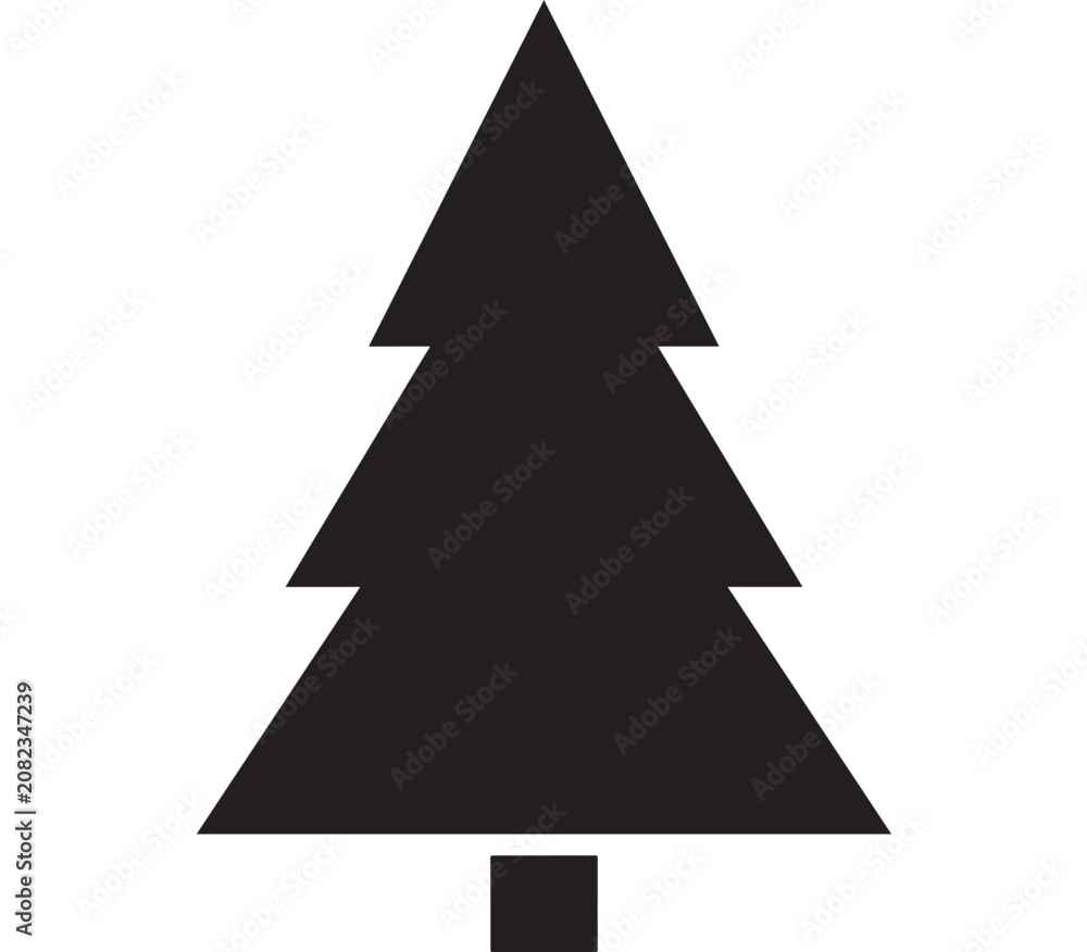 Fototapeta premium Tree Icon Silhouette with Square Base, Minimalist Black Shape on White Background for Decoration and Design Concepts