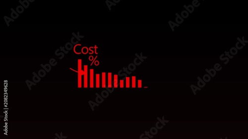 Cost % reduction business finance concept. Businessman with virtual screen of Cost reduction graph with down arrow for budget management and cost % 2026