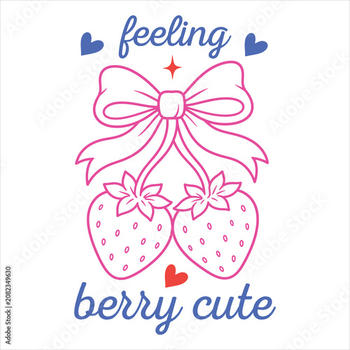 Feeling Berry Cute Strawberry Bow Illustration