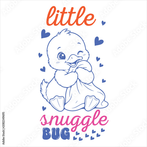 Little Snuggle Bug Cute Baby Duck Illustration