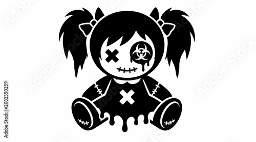 Toxic biohazard doll silhouette with stitches