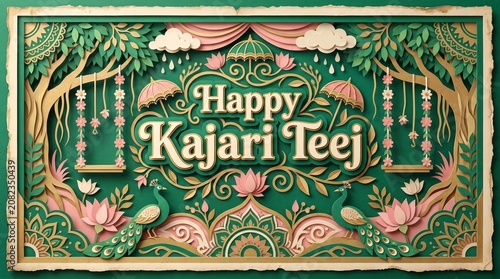 Celebrate Kajari Teej with monsoon-inspired festive designs featuring floral swings, mehndi, bangles, lush greenery, and traditional elegance.