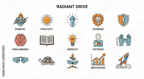 Collection of icons representing personal and professional development themes.