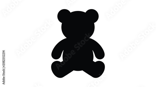 Black teddy bear silhouette on a white background simple graphic design
