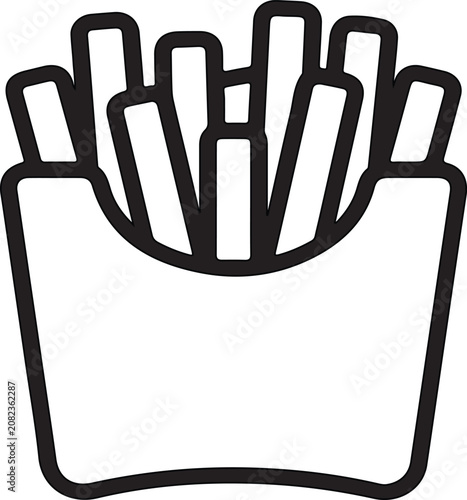 French Fries Outline Vector Icon Isolated on White
