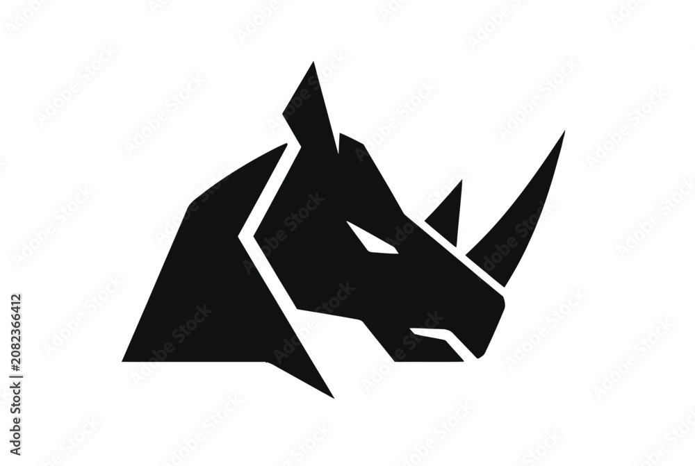 Fototapeta premium Geometric rhinoceros head logo for corporate branding.