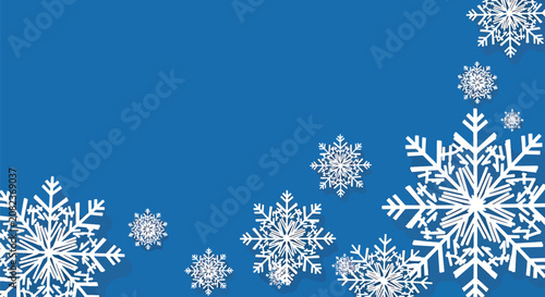 Bild auf Leinwand White snowflake crystal patterns on blue background.