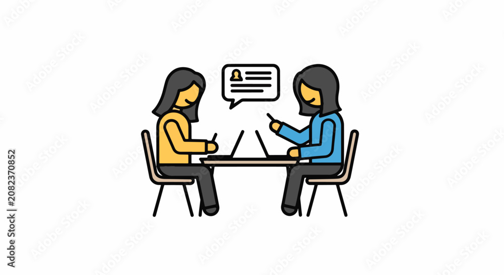 Fototapeta premium Two professionals collaborating on a laptop in an office.