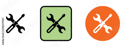 Fotografía Technical maintenance icon collection with crossed wrench and screwdriver logo d