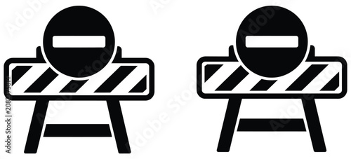 Photos Road Barrier Warning Featuring Stop Sign, Traffic Control and Safety Restriction