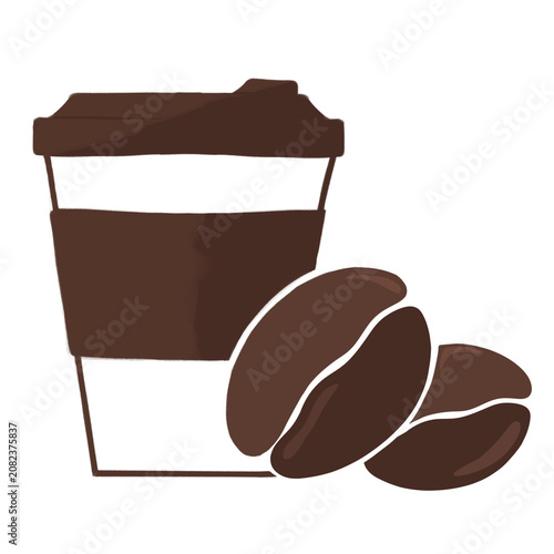 coffee cup and coffee beans