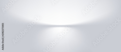 Misty sky horizon. White studio room background. Limbo light ethereal abstract 3d gradient backdrop for product presentation. Minimal wall scene spotlight. Infinity aura showcase, promotion display