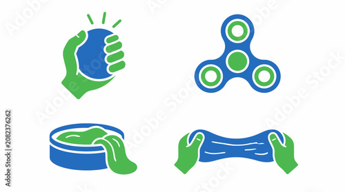 Schilderij op canvas Fidget toy sensory set including spinner and slime.