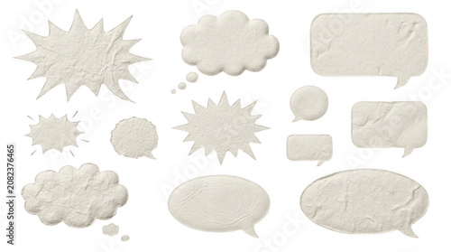 Fotografija collection of speech bubble shapes made from textured paper, in various forms and sizes, ideal for comic strips and dialogue representation