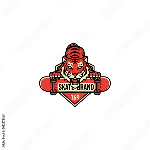 Fierce tiger mascot skate brand logo design
