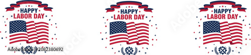 Happy labor day celebration with american flag and patriotic symbols