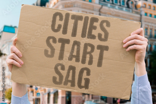 Foto "Cities start sag" Urban structures begin to droop