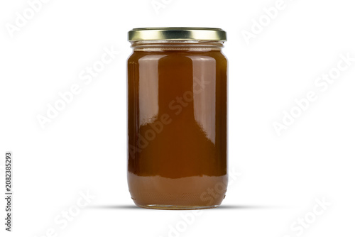 Honey in Glass Jar Isolated