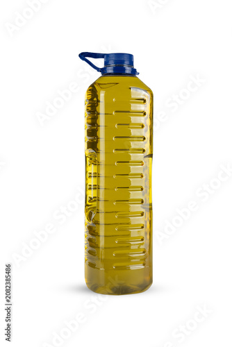 Olive Oil Bottle with Blue Cap Isolated