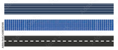 Tableau sur toile Solar panels and road patterns, renewable energy and transport concepts