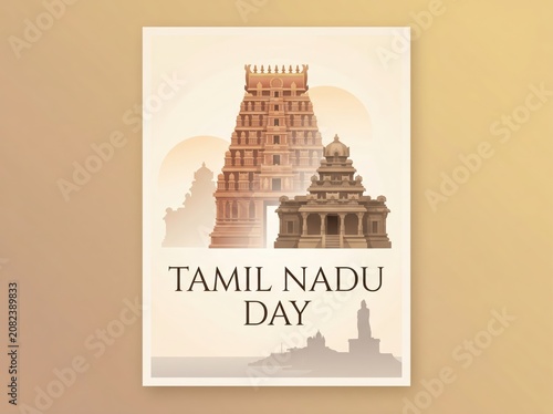 Illustration of tamil nadu day poster.