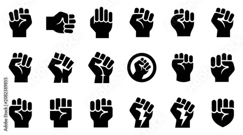 Tableau sur toile Fist Icons: Symbolizing Power, Protest, Unity, Strength, Solidarity, Revolution