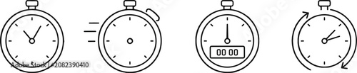 Konstfotografi Set of stopwatch and clock timer icons for time management and countdown with st