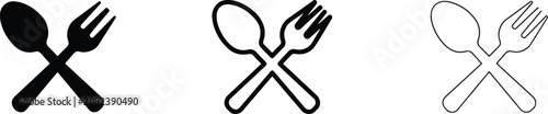 Fotografie Crossover spoon and fork kitchen utensil icons in different artistic styles with