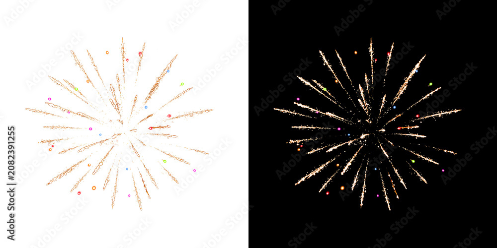 Obraz premium Festive fireworks on a transparent background. New Year's Eve, Christmas.
