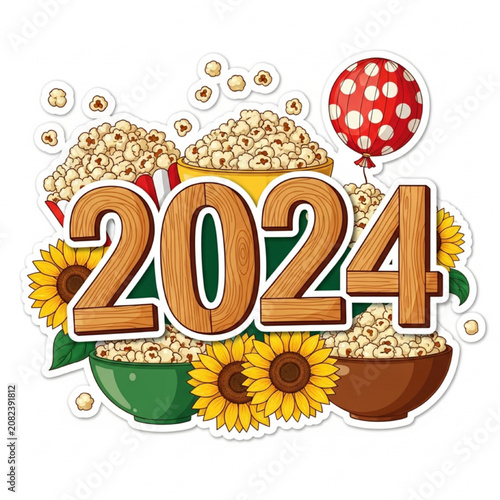 2024 New Year Celebration with Sunflower and Popcorn Snacks