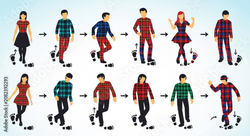 Educational Infographic Showing Dance Step Sequence for Couples
