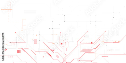 Tableau sur toile Abstract digital circuit board lines and dots on white background technology