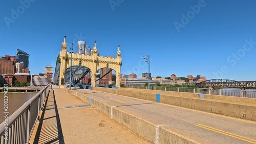 footage along the Monongahela river in Pittsburgh Pennsylvania USA