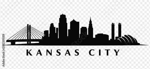 Quadro su tela Kansas city skyline silhouette with text