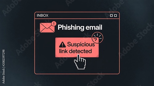 Phishing email alert with suspicious link detected