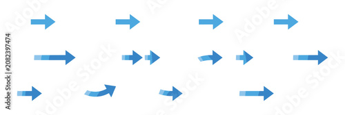Foto A comprehensive collection of flat blue vector arrows featuring various shapes a