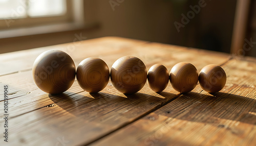Wooden Spheres – Size Progression in Natural Light