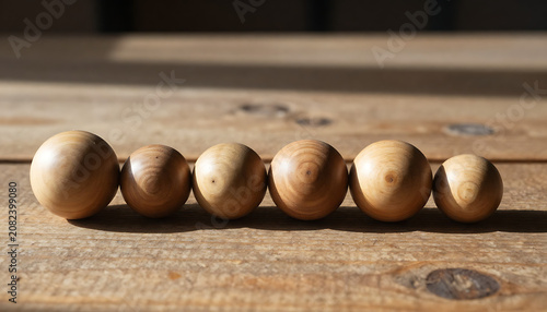 Wooden Spheres – Size Progression in Natural Light