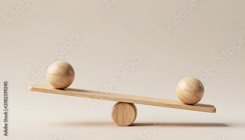 Wooden Balance – Seesaw of Spheres and Fulcrum