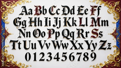 ornate golden filigree frame with monastic lettering