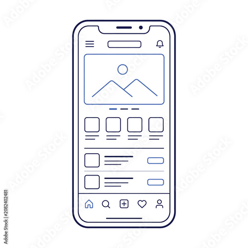 Smartphone UI wireframe mockup design