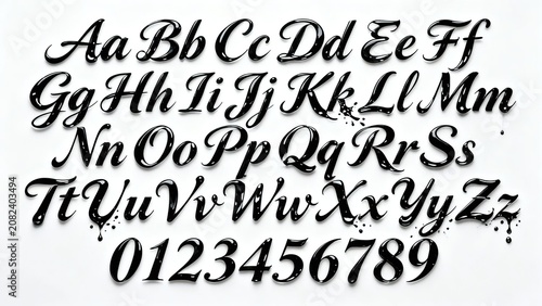 glossy black numbers and letters for branding projects