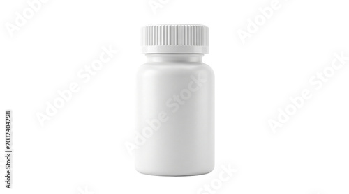 White plastic medicine pill bottle.