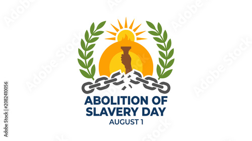 Cuadro en lienzo Abolition of Slavery Day emblem with broken chains.