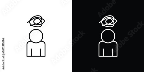 Mental disorder icon line drawings pack