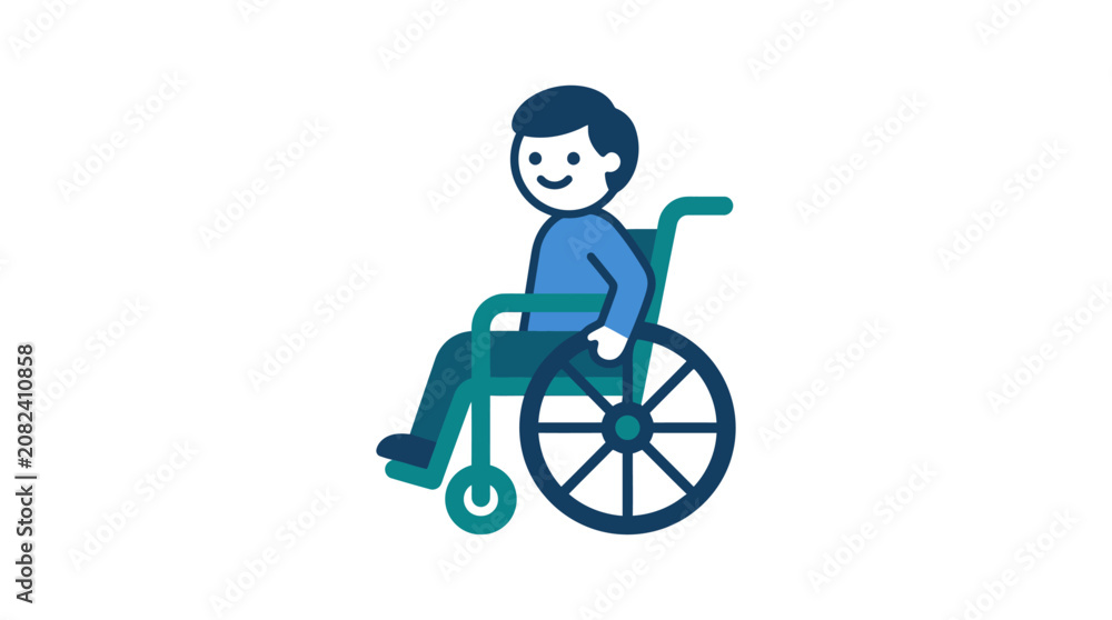 Fototapeta premium Minimalist wheelchair user icon representing accessibility and mobility